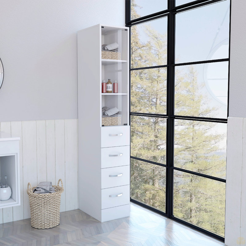 Armoire à linge Artic, trois tablettes, porte simple