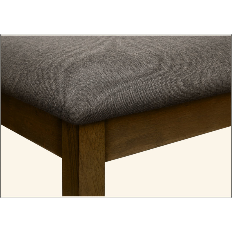 Bench, 44" Rectangular, Upholstered, Wood, Dining Room, Kitchen, Entryway, Brown Solid Wood, Brown Fabric, Transitional