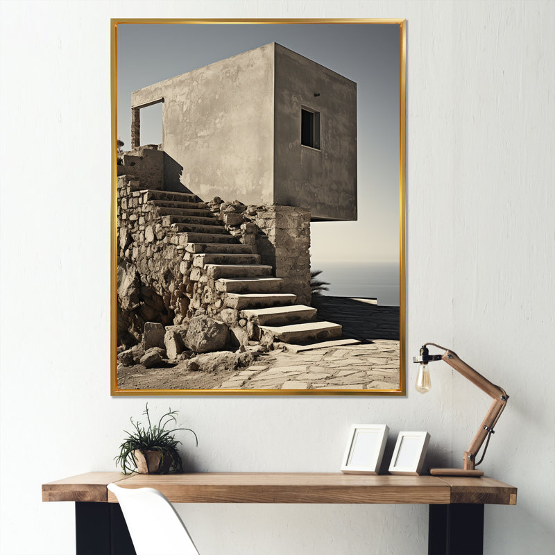 Harmonie des éléments, minimalisme, paysage, H 32 po x l 16 po x P 1 po, Cadre flottant doré