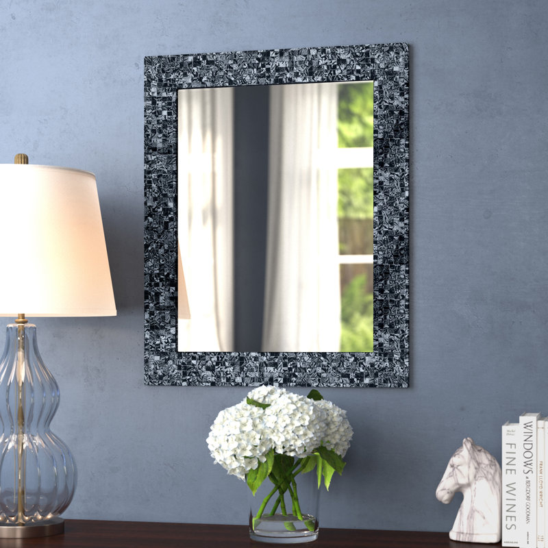 Miroir d'appoint Mosaic, Argenté / Noir