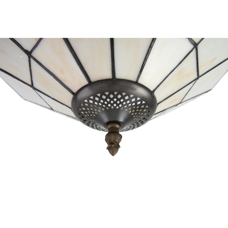 Barfleur 33cm Tiffany Style Cream Glass Bowl Pendant Shade