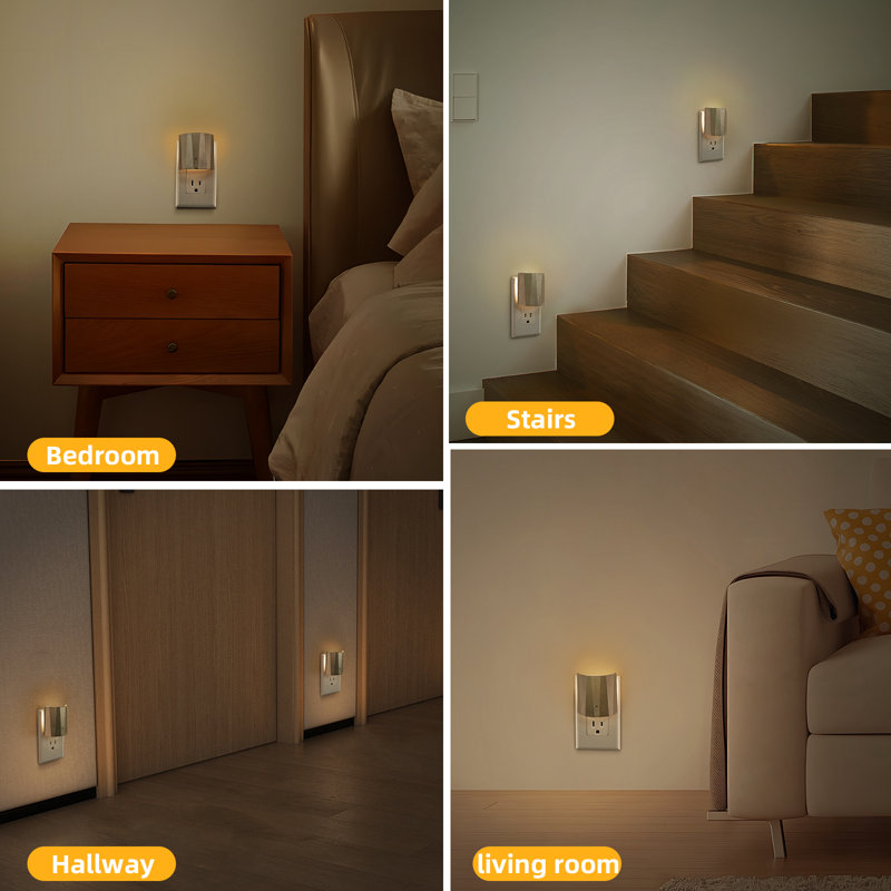 Dusk-to-Dawn Plug-in Night Light 3-Pack, Champagne