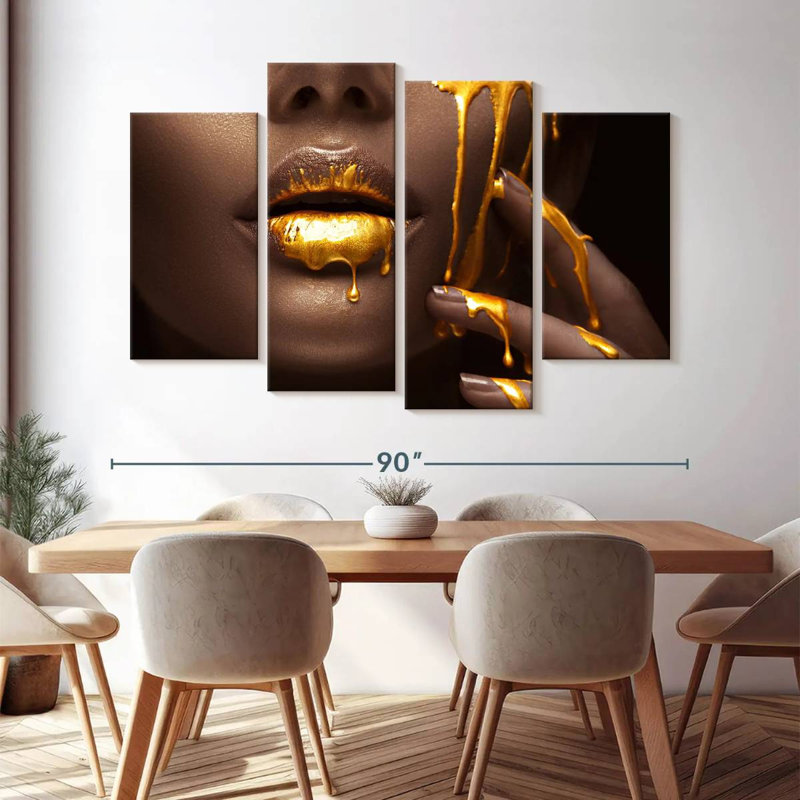 Portrait de femme dorée, reproduction d'art sur toile, H 54 po x l 84 po x P 1,25 po