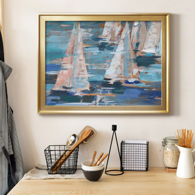Pop Regatta I, H 18,5 po x l 24,5 po x P 1 po, Papier encadré doré à coins fermés, Pas de tapis