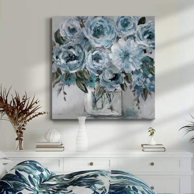 Painterly Blues - Toile tendue avec châssis de qualité supérieure - prête à être accrochée