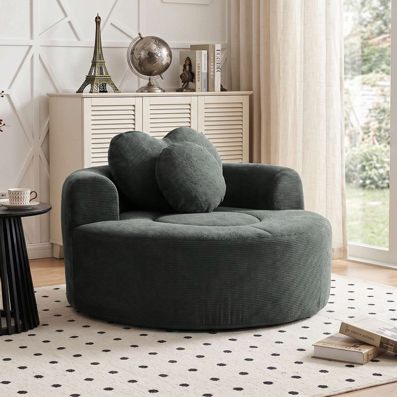 Chaise longue ronde de 53,9 po avec coussin, Noir