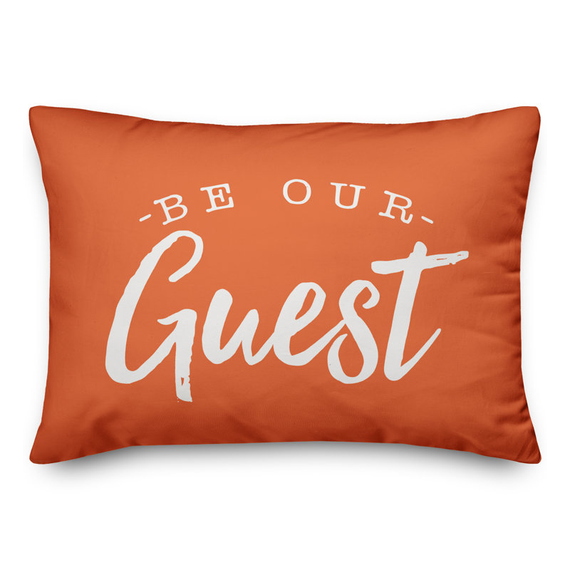  Be Our Guest Bold Outdoor Rectangular Pillow Cover & Insert, Orange