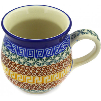 Polish Pottery 16 Oz Stoneware Bubble Mug - Grecian Sea