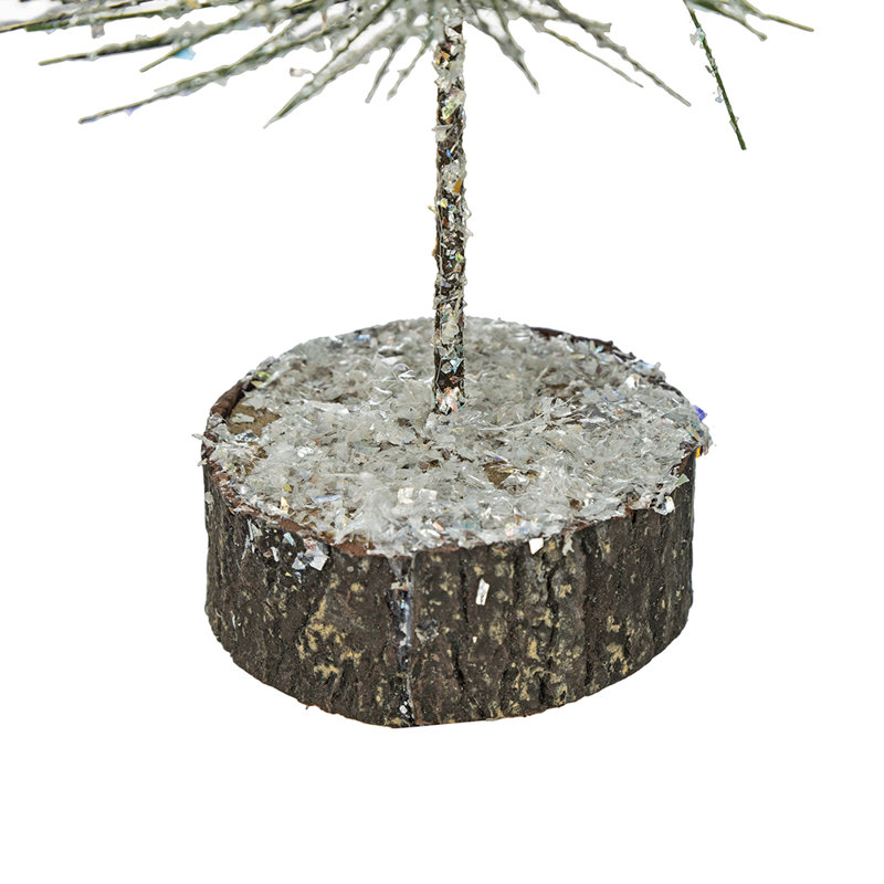 Green Tree With Frost - Set of 3 - 5"Dia. x 12" - White/Brown