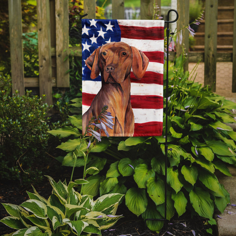 2 côtés en polyester de 2 côtés american drapeau de jardin, Vizsla blond