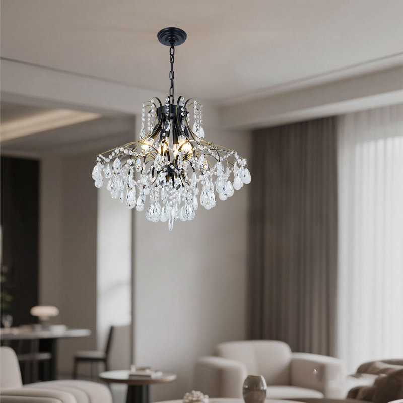 Lustre rétro en cristal français - chaîne réglable et élégance classique (sans ampoule)