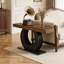 Console rustique industrielle pour canapé derrière, table d'entrée de ferme avec base en cercle noir et plateau en grain de bois, table de couloir longue et étroite pour la décoration du salon
