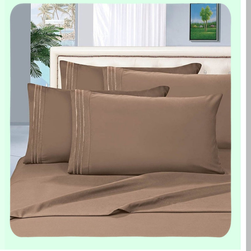 1800 Thread Count Deep Pocket Bed Sheet Set - Wrinkle & Fade Resistant Full Size - 4-Piece Set - Soft & Durable - Hotel Quality Sheets