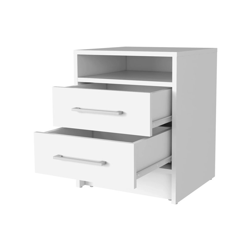 Table de chevet 2 tiroirs, Blanc