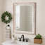 Miroir mural blanc en bois perlé délavé, miroir décoratif rustique pour le vestibule de salle de bain de salon-2075366173