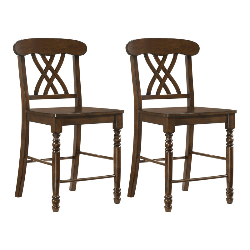 Tabouret de comptoir en bois Crystil, Noyer