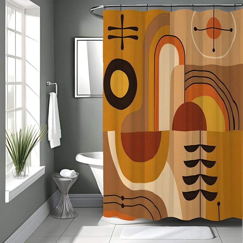 Abstract Shower Curtain, 93"H x 70"W