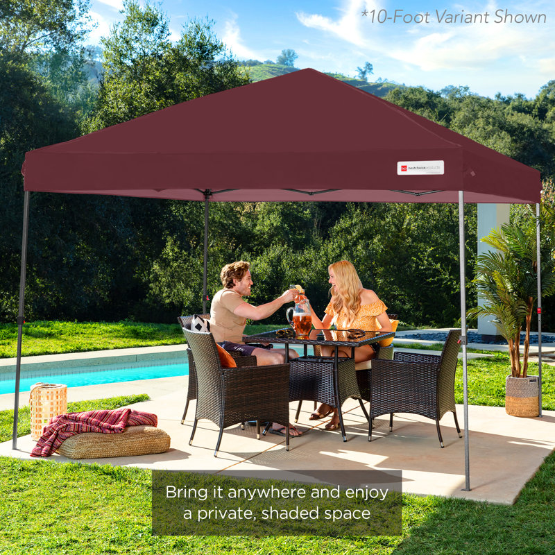 Best Choice Products Easy Setup Pop Up Canopy W/ 1-Button Setup, Wheeled Case, 4 Weight Bags, 12ft x 12ft, Burgundy