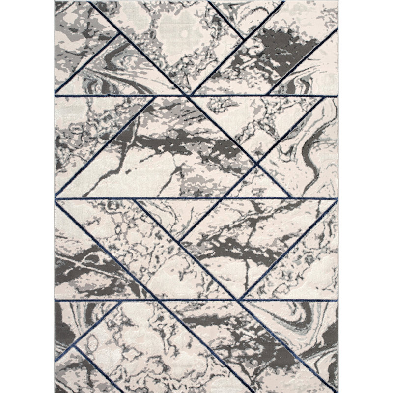 Monaco Series Abrstract Black/Gray/Ivory/Beige Area Rug, Rectangle 5'3" x 7'3"
