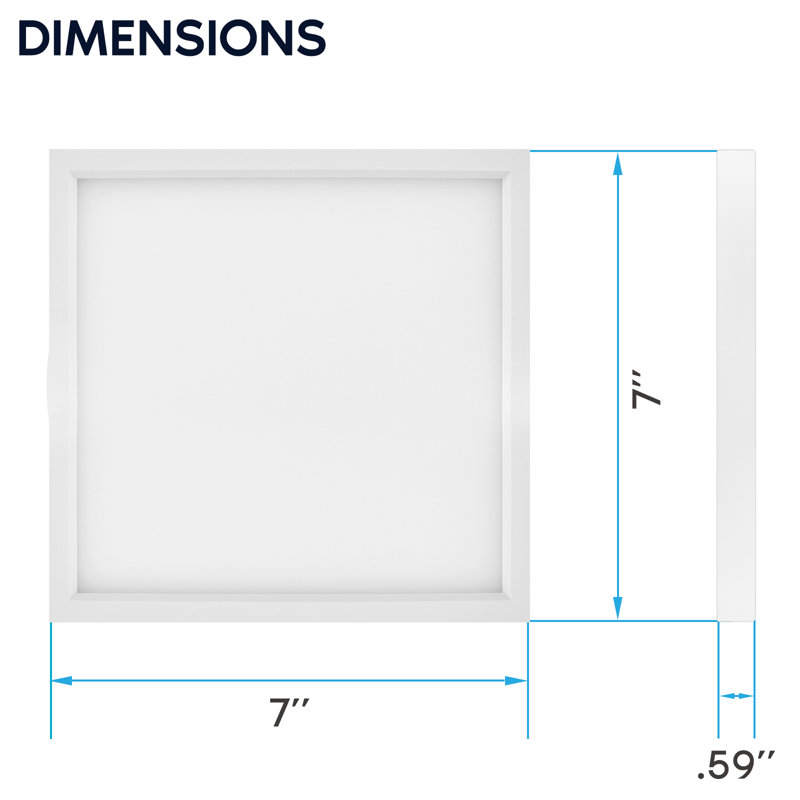  7 po Luminaire DEL encastré, montage en surface, 5CCT, 1150 lumens, CRI90, faisceau 110 °, 14 W, à intensité variable, homologué Wet et homologué UL, ensemble de 2 garnitures carrées