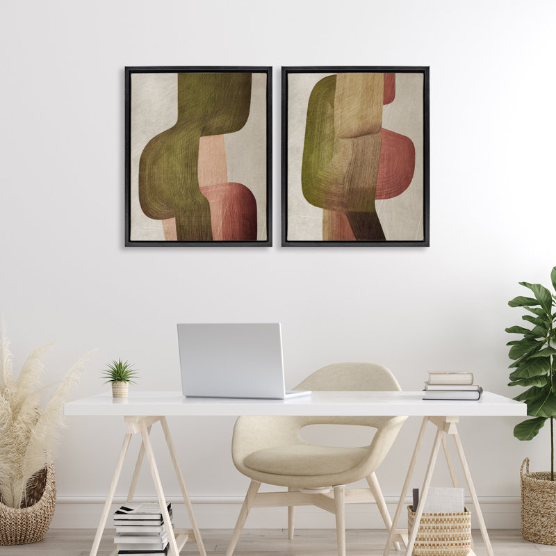 Metal Brush Curvatures 2pc Floating Frame Set, design by 1x, 21" H x 17" W, Jet Black Floater Frame