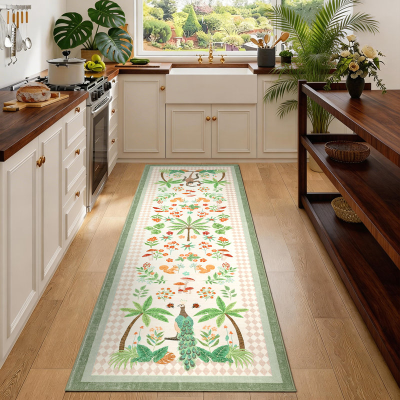 Tapis de couloir de cuisine Jungle 2x6, tapis de couloir antidérapant à motif animal lavable, Tapis de couloir 2 pi x 6 pi