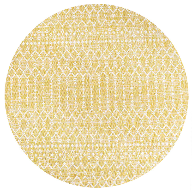 Tapis d'intérieur / extérieur Crompton, Jaune / crème, Rond 5 pi 3 po
