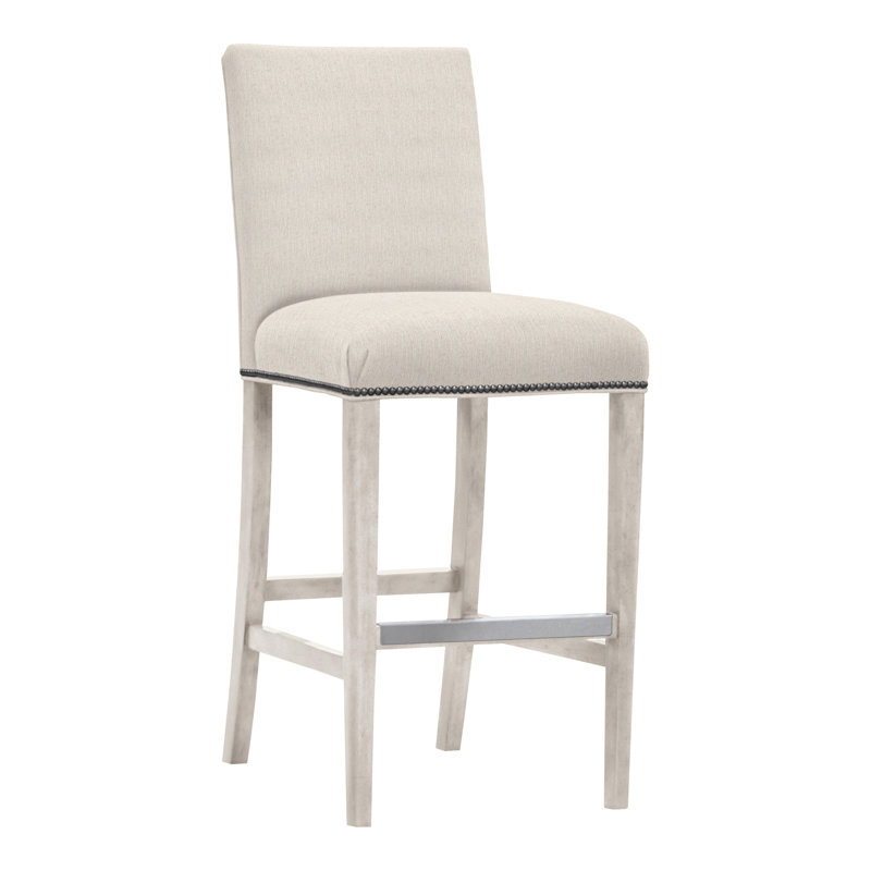 Gin Fizz Upholstered Stool with Solid Wood Frame, Yes, Impala Storm, Casa Blanca