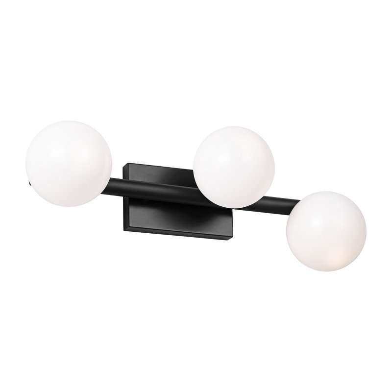 Sean Lavin Altair Bathroom Bedroom Wall Fixture With Milk Shade, 6.25" H x 16" W x 5.125" D, 3 Lights, Aged Iron