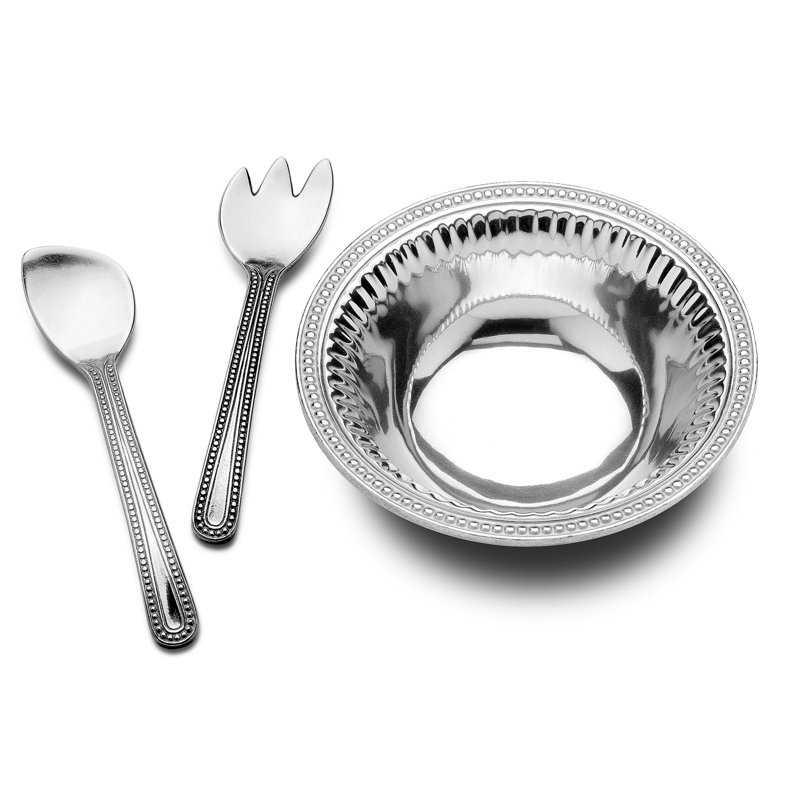 Ensemble de service à salade moyen 3 pièces Flutes and Pearls, 3 pintes