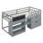 Twin Size Low Loft Bed with Rolling Desk, Shelf and Drawers-1727799145