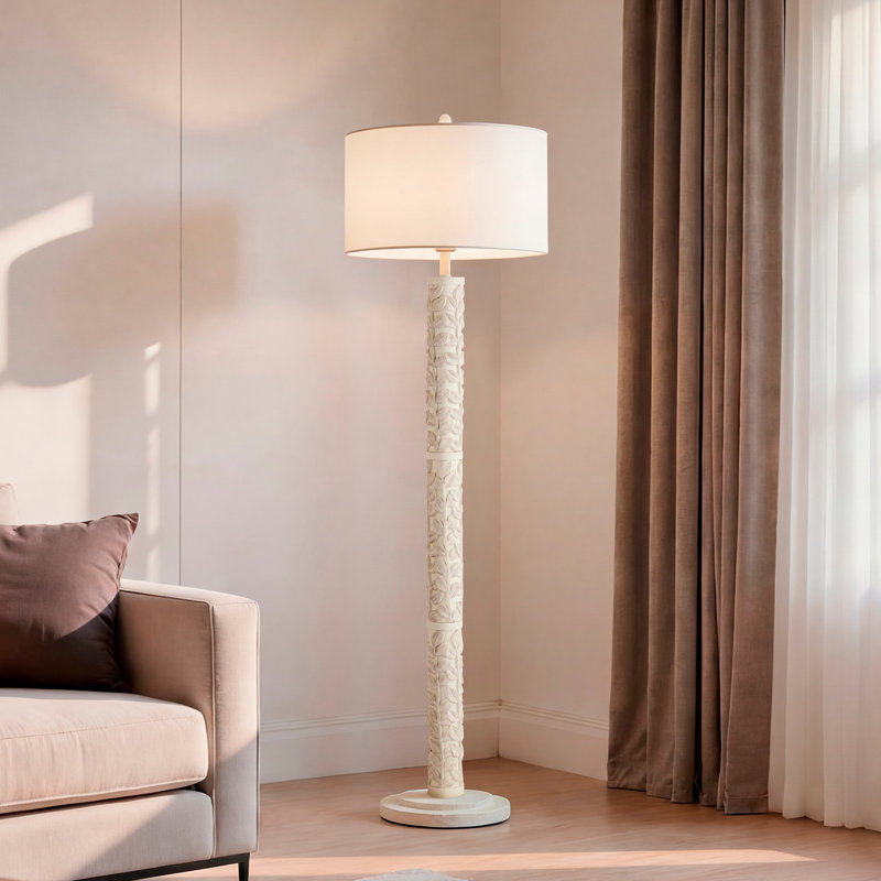61.5'' Rustic Farmhouse Floor Lamp with Drum Shade