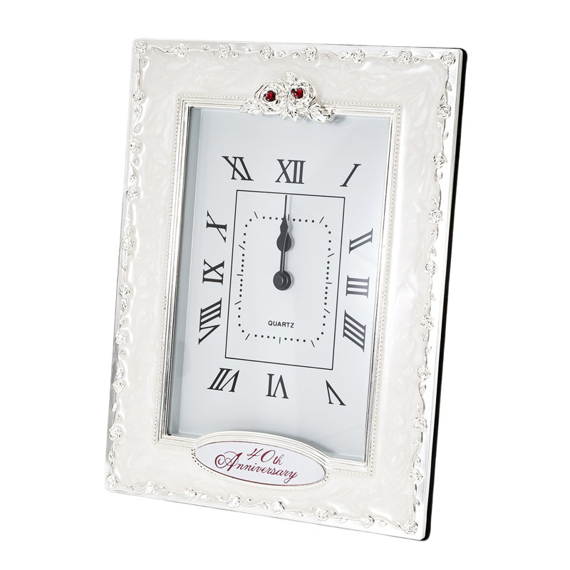 Traditional Roman Numeral Resin Quartz Movement / Crystal Tabletop Clock White