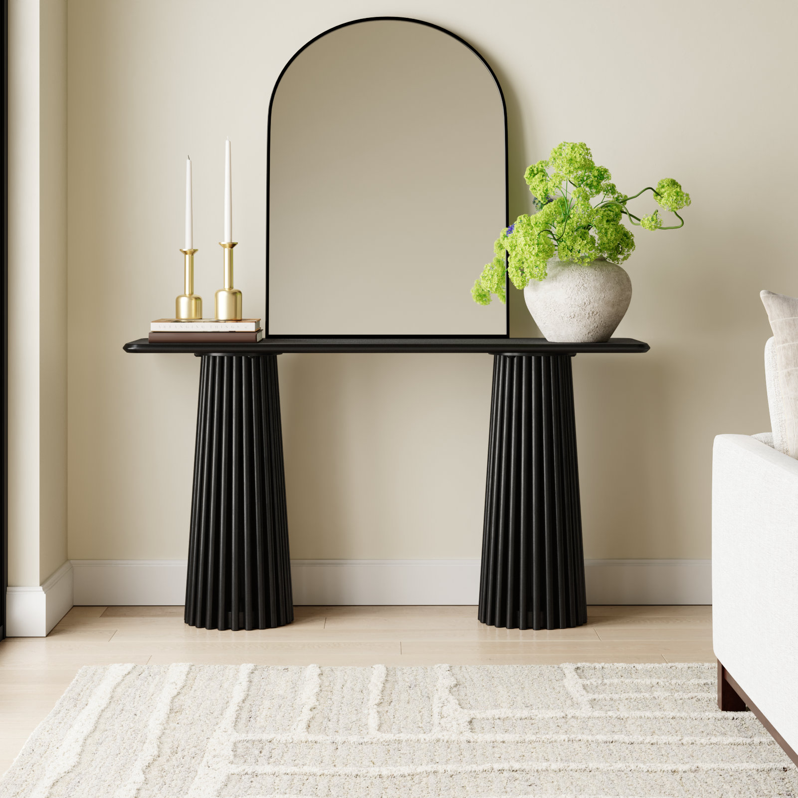 Roanne 55'' Solid Wood Console Table, Black