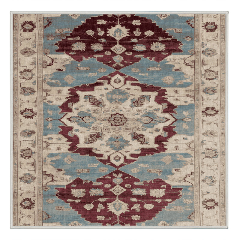 Tapis beige surteint lavable à la machine, Carré 5 pi