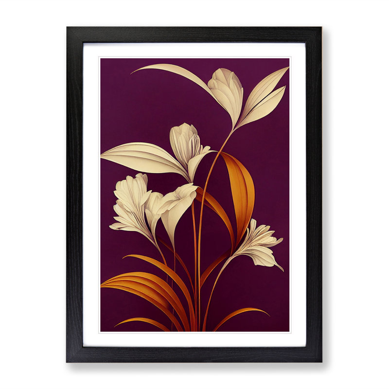 Classic Flowers No.1 - Print, 66cm H x 48cm W x 2cm D, Black Framed, White