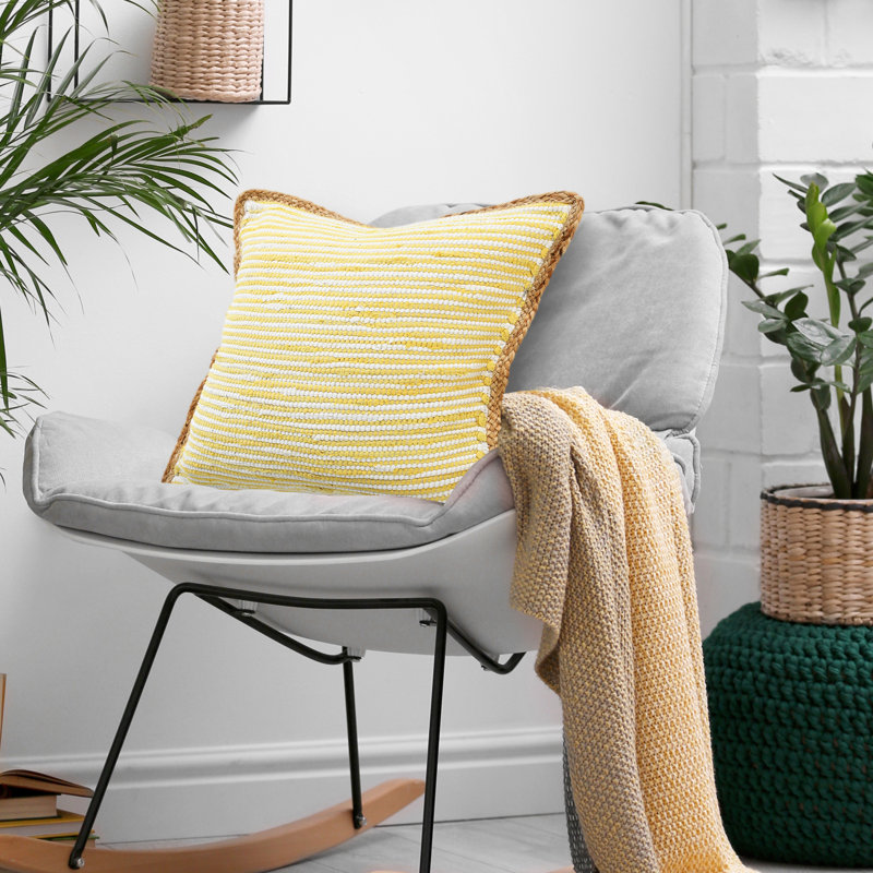 Riley Fringed Throw Pillow, Yellow