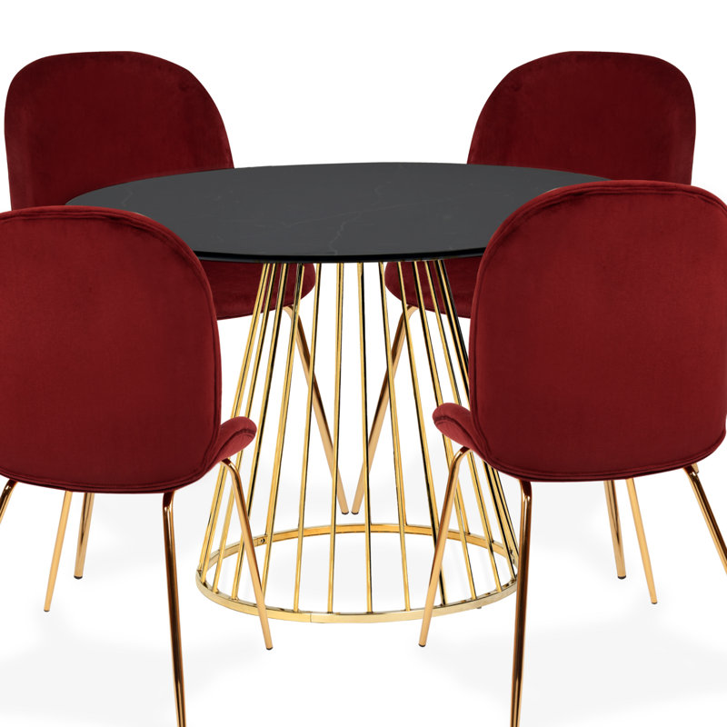 Centers 4 - Person Dining Set, Black, Red
