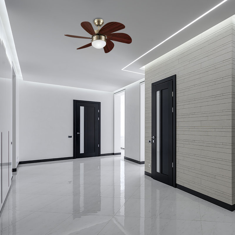 30'' Ceiling Fan with LED Lights, Polished Brass/Beige
