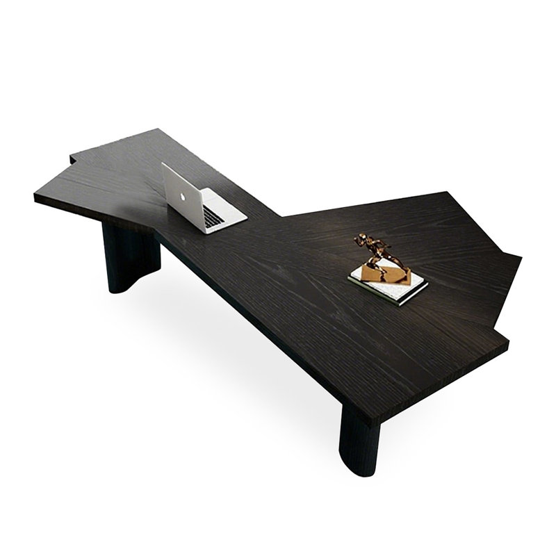 Bureau en bois massif noir Free Form, H 29,53 po x l 94,49 po x P 47,24 po, Noir