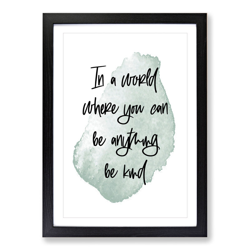Be Kind - Picture Frame Typography, 90cm H x 65cm W x 2cm D, Black