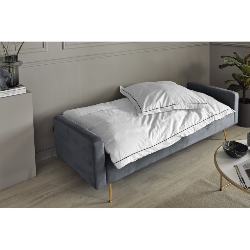 Shiflet 3 Seater Manual Reclining Velvet Sofa Bed, Grey