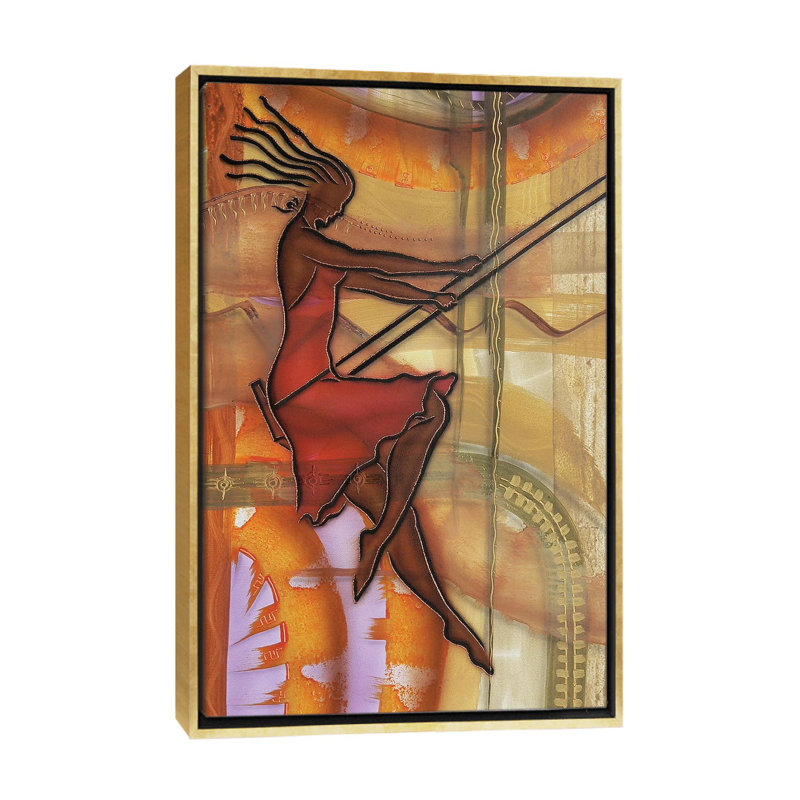 «Carefree» par Fred Odle - impression, Pas de tapis, H 26 po x l 18 po x 1,5 po, Toile encadrée d'or