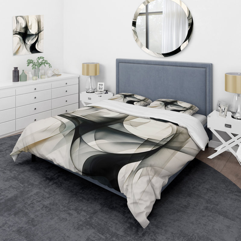 Ensemble de housse de couette à motif abstrait géométrique Abstract Neutral