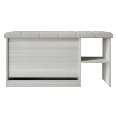 ShoeStation Linen Upholstered Storage Bench
