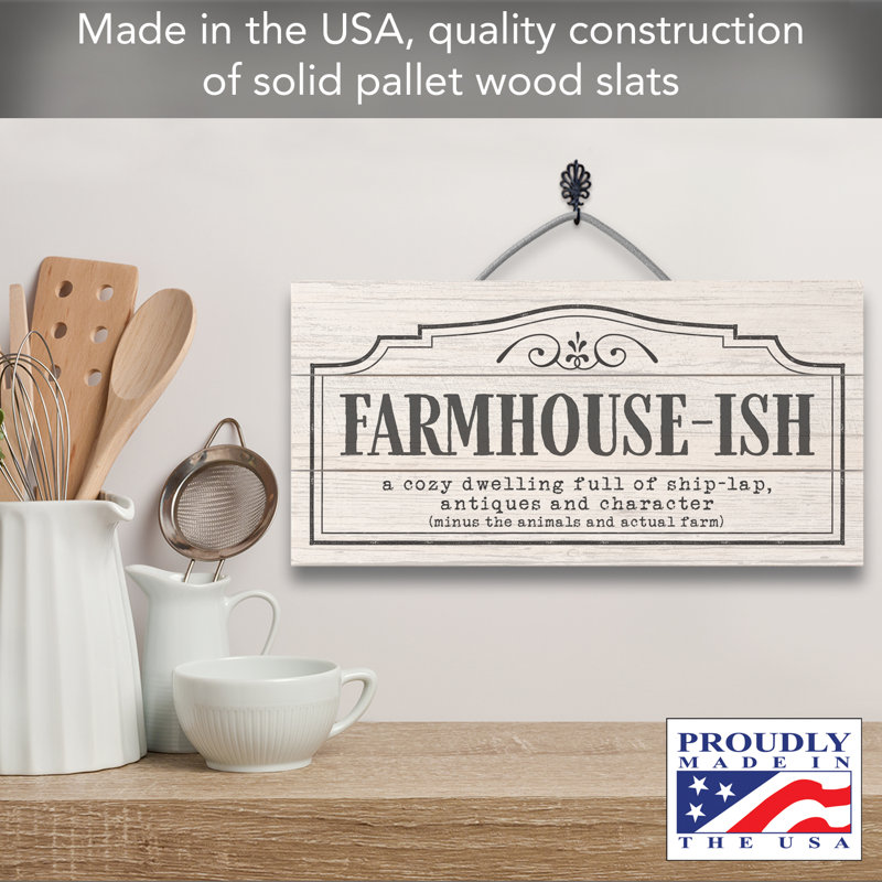 Farmhouse-ish White Slatted Pallet Wood Wall Sign 12" x 6"