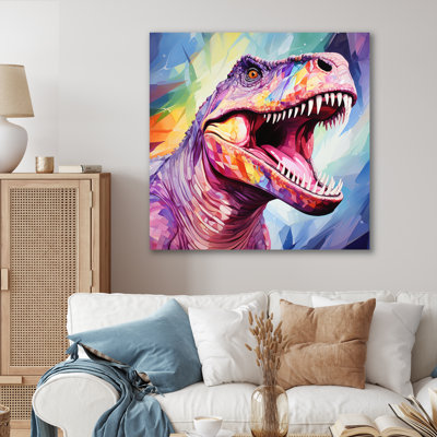 Cubist Colorful Trex Dino III - Dinosaurwall Art