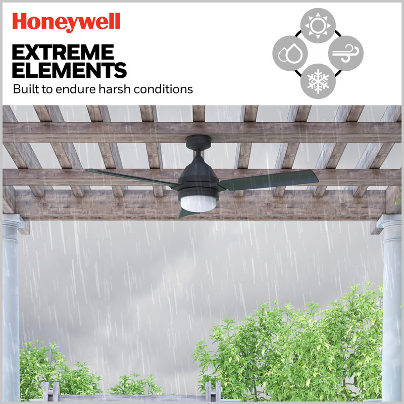 54" Port Isle 3 Blade Indoor Outdoor Ceiling Fan with Remote and Light Kit Included