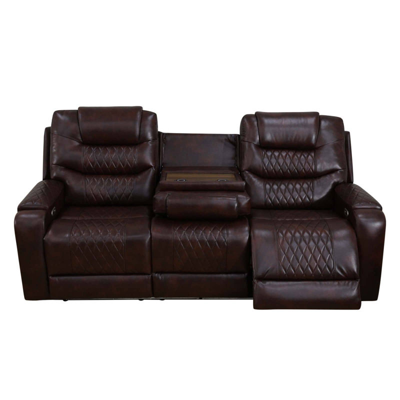 Canapé inclinable en cuir respirant brun foncé 85,5 po