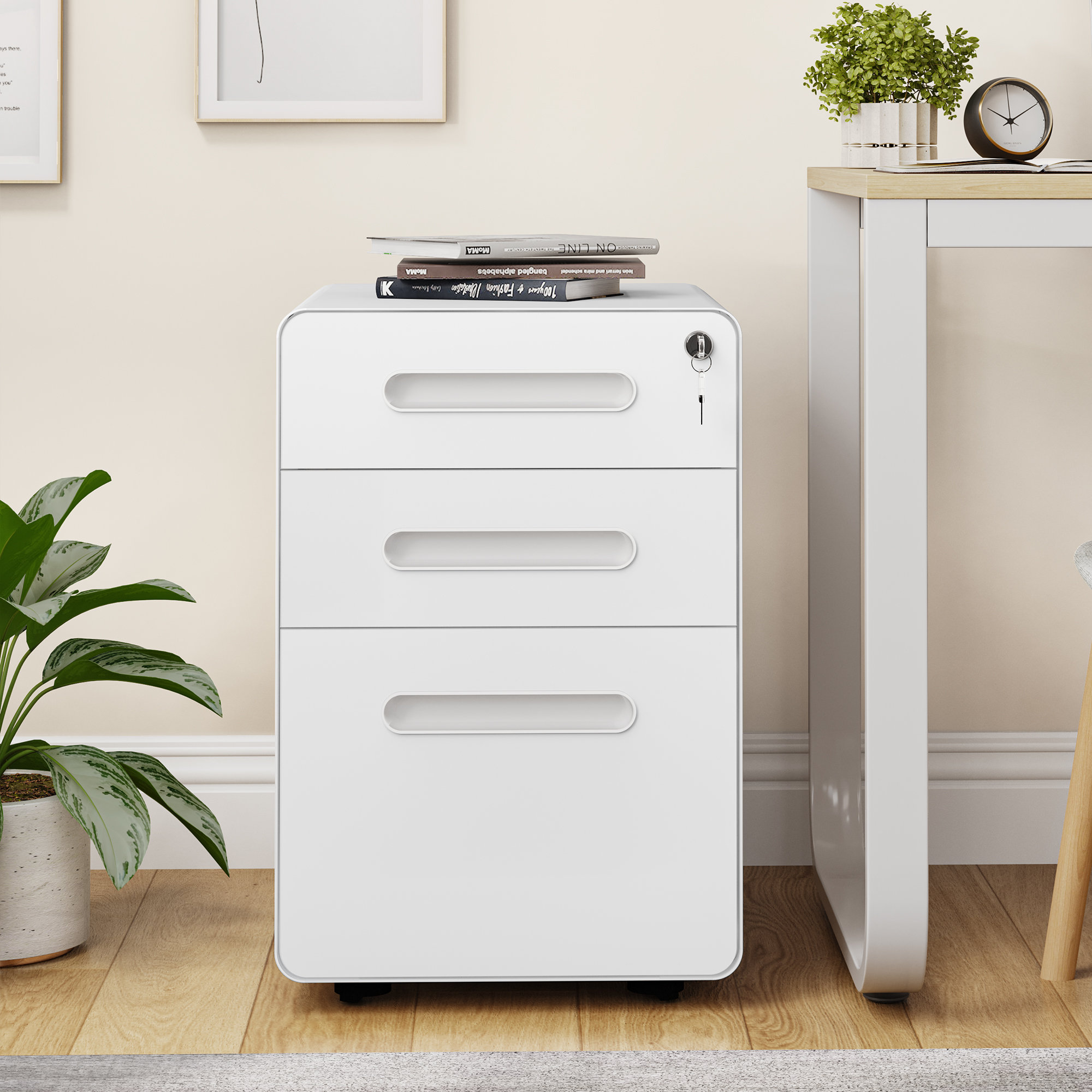 Inbox Zero Lewan 15.5'' Wide 3 -Drawer Mobile Steel File Cabinet \u0026 Reviews  | Wayfair, image size:2000x2000